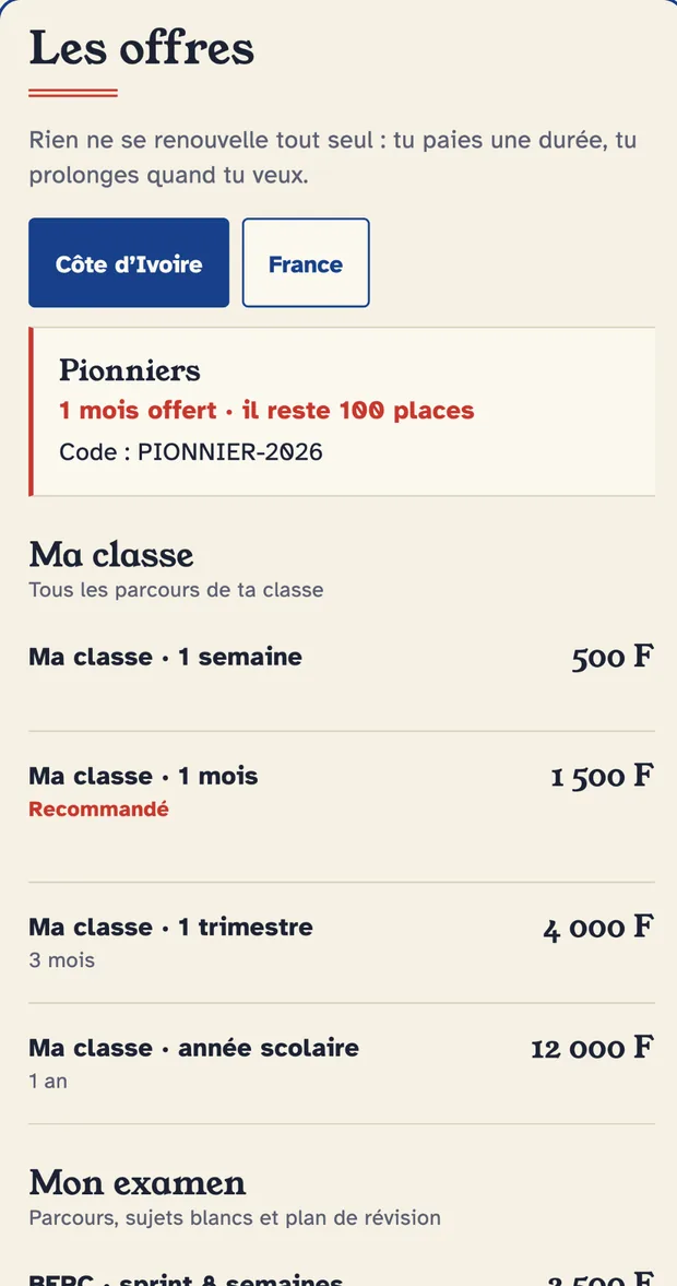 The offers in the app