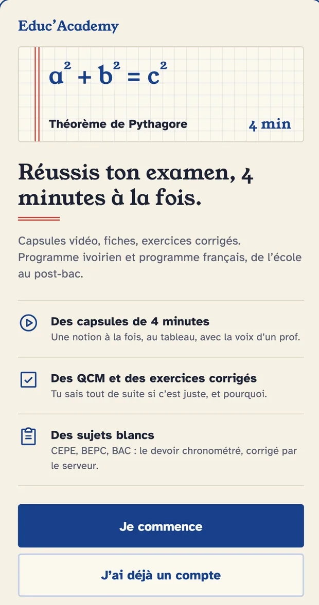 Educ’Academy home screen